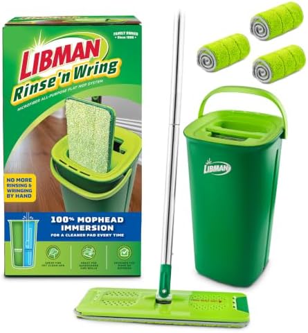 Libman Rinse 'n Wring Mop and Bucket System, 4 Microfiber Pads Included by TheLibmanCompany
