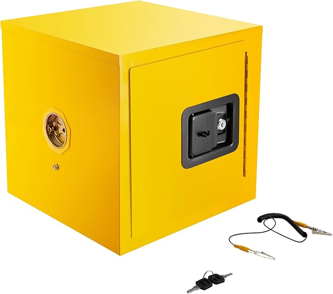 Industry Safety Cabinet, 2 Gallon Flammable Cabinet, Explosion Proof Cabinet for Commercial & Industrial Environments and Home Use, Double-Lock Protection (13" x 13" x 13")