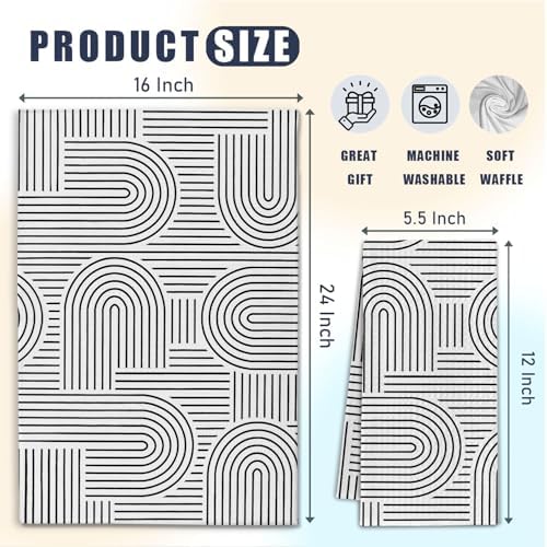 Abstract Boho Black and White Kitchen Towels, Minimalist Contemporary Dish Tea - Image 6