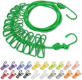 Portable Clothesline with 12 Clothespins, Plus 20 Colorful Clips, Adjustable by Unknown