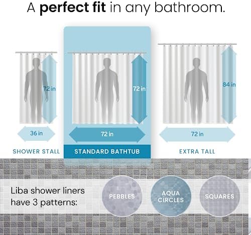 LiBa Shower Curtain PEVA 8G, 72x72 Inch Clear Pebbles - Image 4