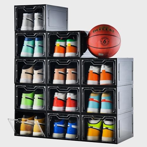 Stebopum 12 Pack Shoe Boxes Organizer, Magnetic Door Shoe Storage Boxes by Stebopum