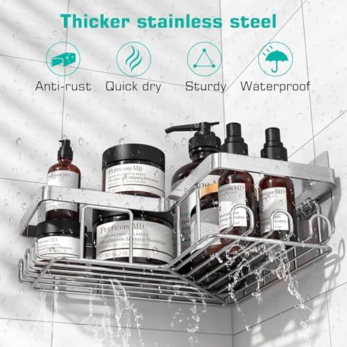YASONIC Corner Adhesive Shower Caddy, - Image 3