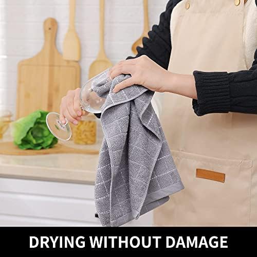 Homaxy 100% Cotton Terry Kitchen Towels, 8 Pack, Light Grey - Image 4