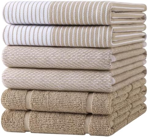 Homaxy 6 Pack Cotton Terry Premium Kitchen Towels, 18 x 28 in by Homaxy