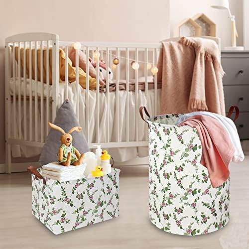 NTAOHAMPER Large Round Canvas Linen Laundry Hamper, Waterproof Storage Bin - Image 2