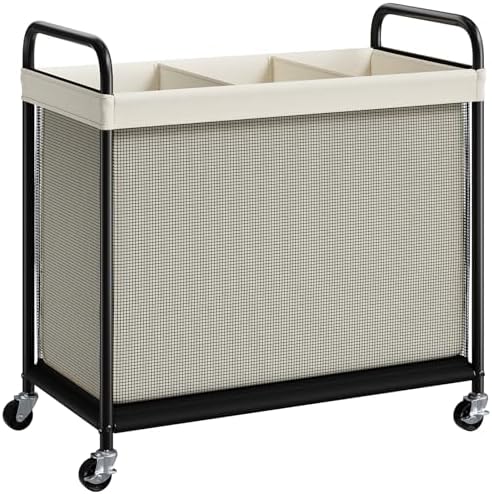 ELYKEN Laundry Hamper 3 Section, 120L Rolling Laundry Sorter by ELYKEN