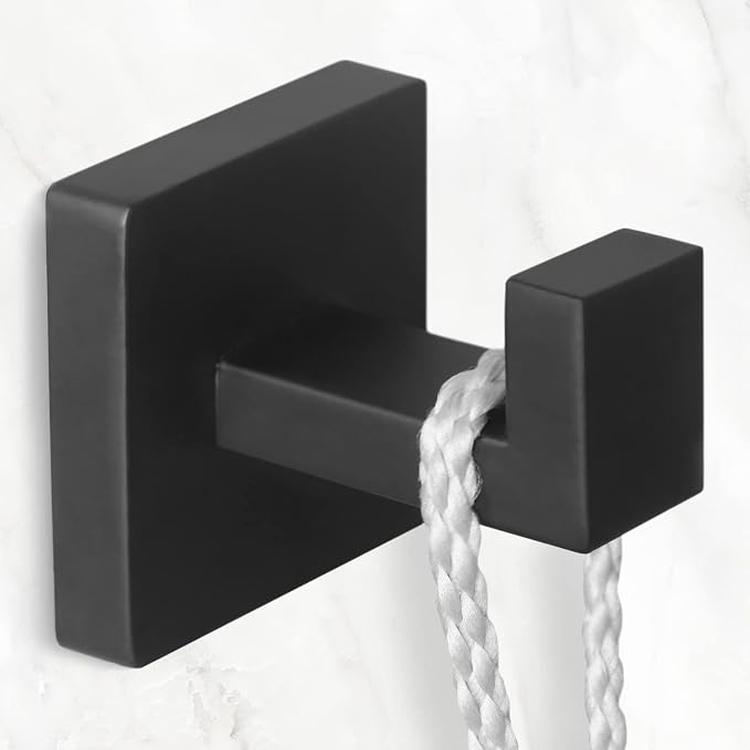 IBosins 4-Pack Towel Hooks Hand Towel Holder Bathroom Robe Hanger Black | Matte - Image 4