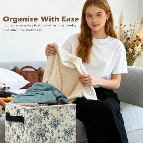 Chinoiserie Bow Floral Storage Box Bins, Decor - Image 5