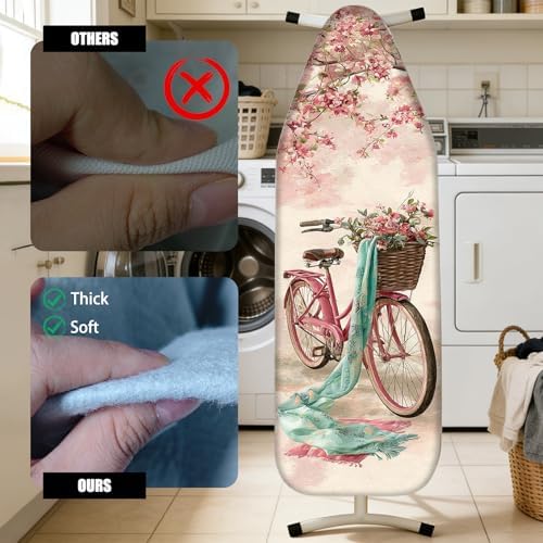 Nuxovilar Cherry Blossom Bicycle Ironing Board Cover 15x54 Cotton - Image 4