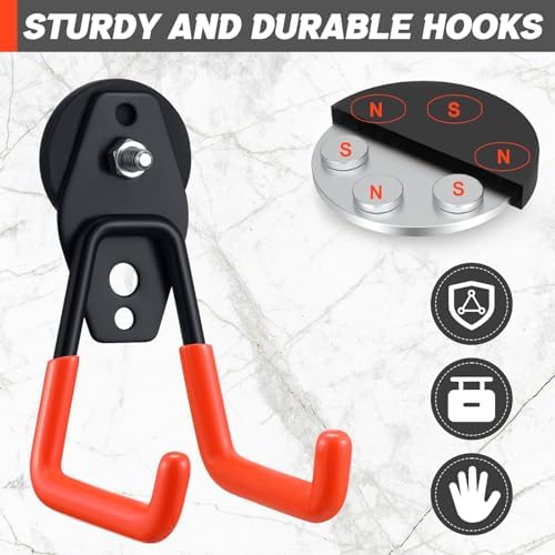 Landhoow 10 Pcs Large Magnetic Hooks Heavy Duty Garage Magnet Hooks Strong - Image 3