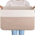 OIAHOMY Extra Large Blanket Basket, 95L Cotton Rope Woven Laundry Basket by MasterofSpaceOptimization