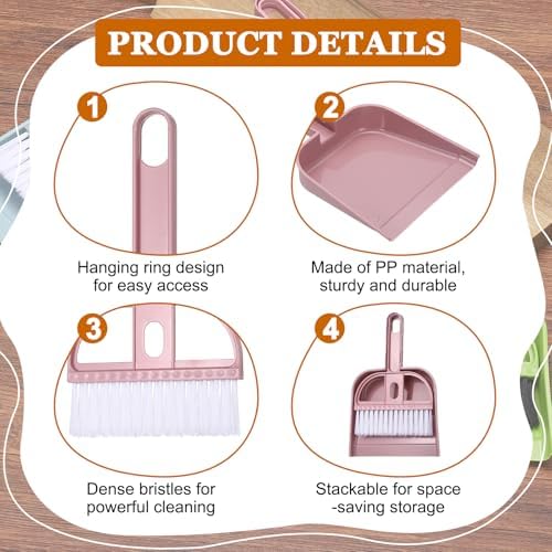 uxcell Mini Dustpan and Brush Set, Small Broom and Dustpan Set - Image 3