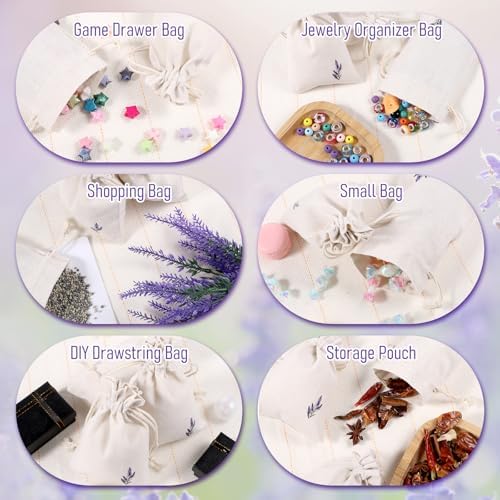 12 Pcs Cotton Lavender Drawstring Bags 4 x 6 Inch Reusable Muslin Drawstring - Image 5