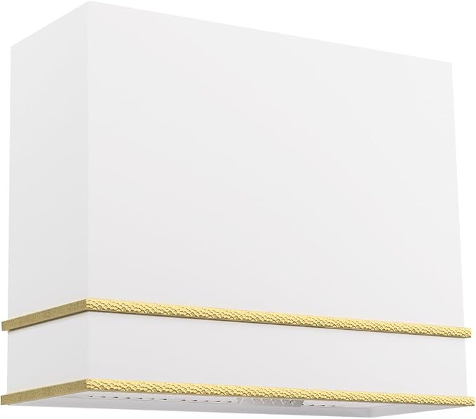 Akicon Range Hood 36 Inch, Stainless Steel Ducted Kitchen Hood with Powerful Motor, Wall Mount Modern Box, 36W X 30H X 14D Inch, AK-HS36HA-SWG (Signal White with Gold)