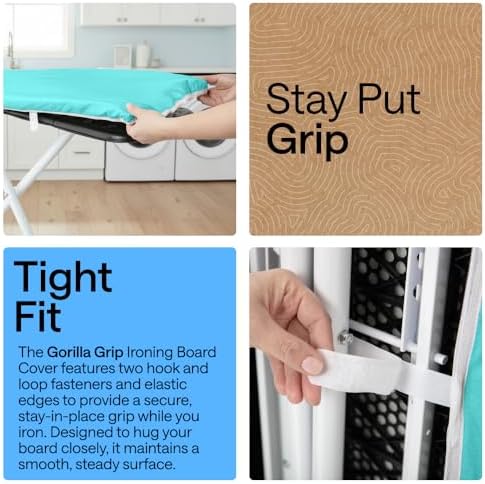 GORILLA GRIP Padded Ironing Board Cover, 15x54 Turquoise - Image 3