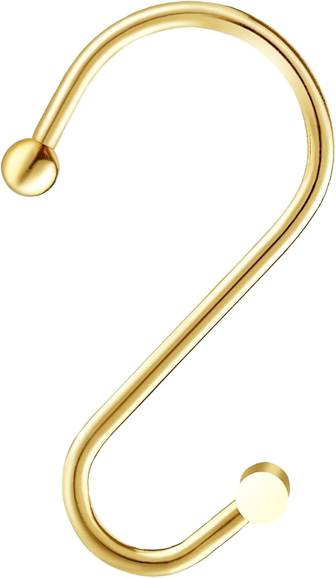 Gracelife Gold Rust Resistant Metal Shower Curtain Rings, T-Bar Hooks - Image 3