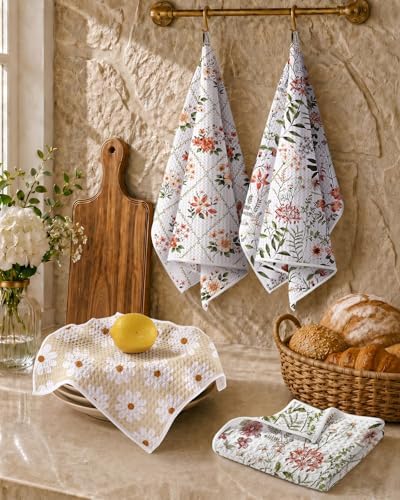 Miss Adola Reversible Microfiber Kitchen Towels Set of 2, Vivid Blossoms - Image 5