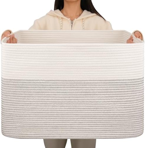 OIAHOMY 108L Extra Large Blanket Basket Dog Toy Basket Black/White by MasterofSpaceOptimization