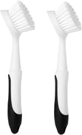 Dish Brush with Handle, Dish Scrub Brush with Built-in Scraper | Nylon Dish by Apvpvpt