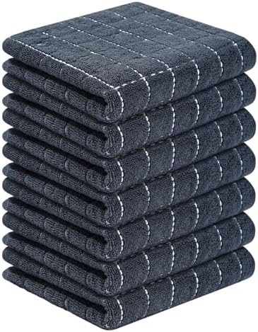 Homaxy 100% Cotton Terry Kitchen Towels, 7 Pack, Dark Grey by Homaxy