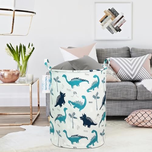 Round Laundry Basket Collapsible Storage Hamper Organizer Full Dinosaur - Image 5