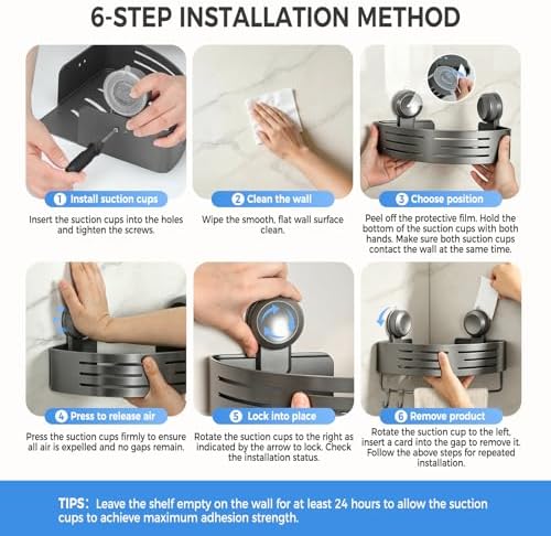 Lekesky Corner Shower Caddy Suction Cups, No Drilling Bathroom Shower Shelf - Image 5