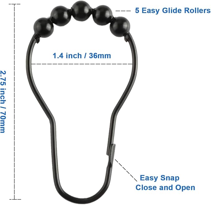 Shower Curtain Hooks Rings, Rustproof Metal Shower Curtain Rings - Image 2