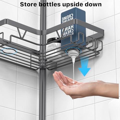 KEGII Corner Shower Caddy Tension Pole, Bathroom Rack, Dark Gray - Image 5