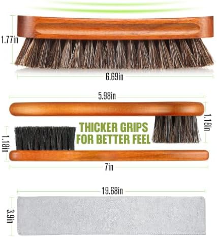 4-Piece Horsehair Shoe Brush Shine Kit, Shoe Polish Brush Set - Image 7