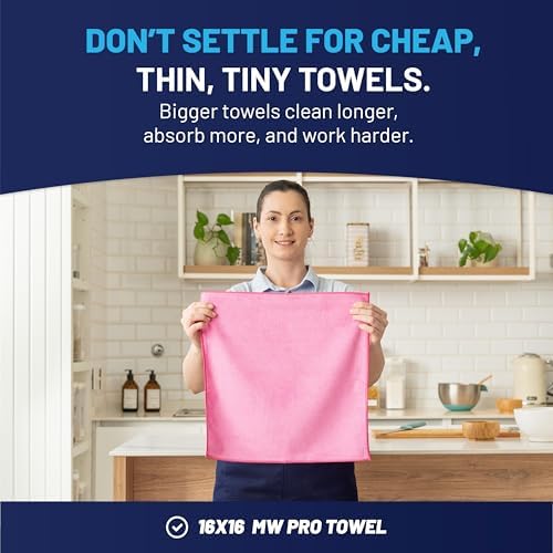 MW Pro Pink Microfiber Cleaning Cloths – 12 Pack, Interiors & Home – Stays Pink - Image 3