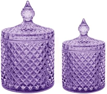 2 Pack Glass Qtip Holder, Apothecary Jars by FLORY