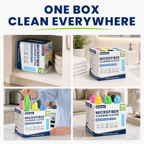 180 Pack Microfiber Cleaning Cloths, 6 Color Box, Reusable Rags - Image 7