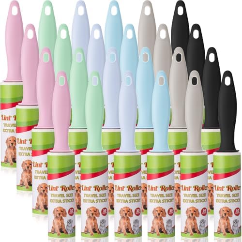 Hushee 24 Pcs Mini Lint Roller for Travel Size, Pet Hair Remover by Hushee