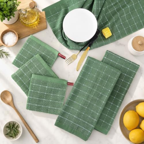Kitinjoy 100% Cotton Terry Kitchen Dish Cloths, Grass Green - Image 3