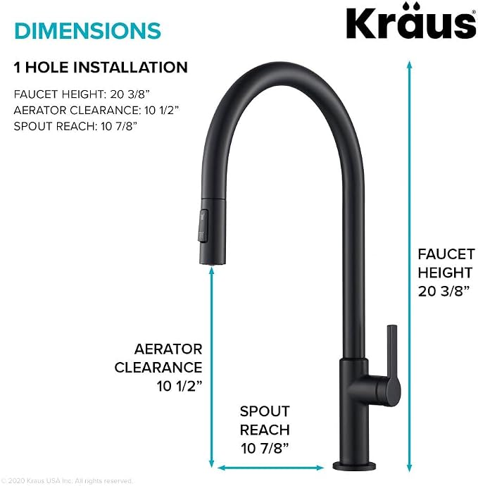 KRAUS Oletto High-Arc Single Handle Pull-Down Kitchen Faucet in Matte Black - Image 5