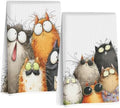 2 Pcs Cute Cat Kitchen Towels, Funny Cats Gifts Absorbent Hand Towels-07 by Jztco