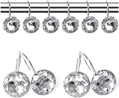 12 Pcs Bling Rhinestones Shower Curtain Hooks Bathroom Rolling Hooks - Image 2