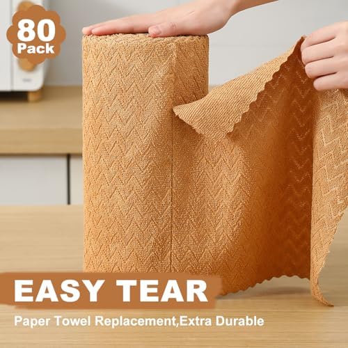 80 Pack Microfiber Cleaning Cloth Roll Reusable Paper Towels 12"x12" Tear Away - Image 3