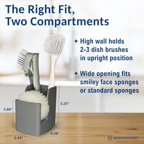 Spacewiser Silicone Sink Caddy – Sponge Dish Brush Holder - Image 4