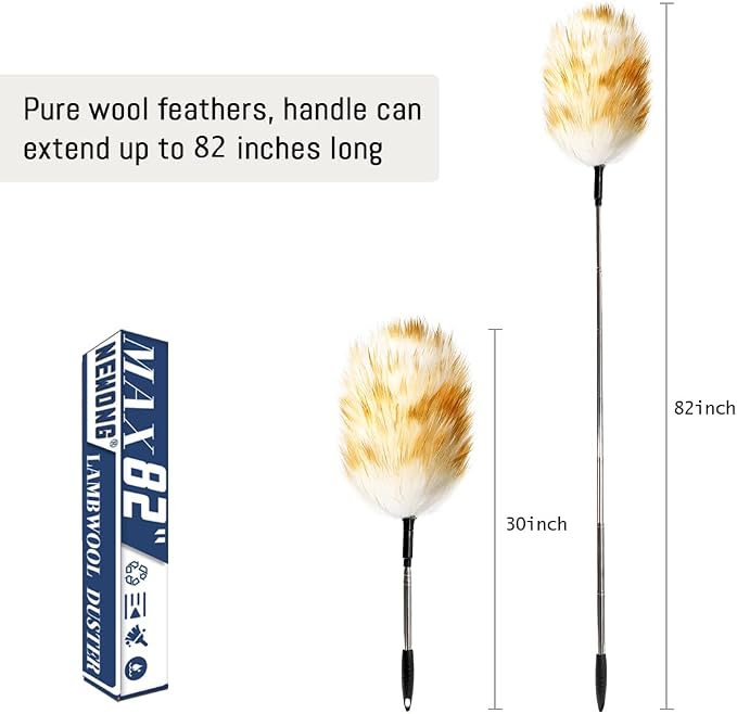 Extendable Lambswool Duster, Aluminum Handle | Single duster, Natural lambswool - Image 5