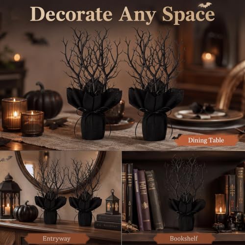 2 Pcs 13.8 Inches Halloween Black Artificial Branches Plastic Faux Manzanita - Image 6