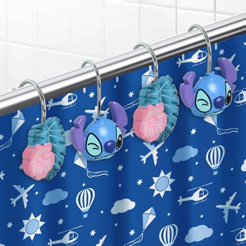 12-Piece Blue Cute Shower Curtain Hooks - Image 5