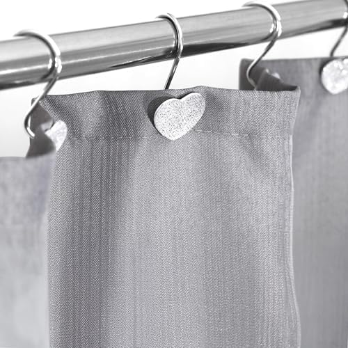 Clear Bling Shower Curtain Hooks: Cute Heart Bathroom Curtain Rings - Image 3