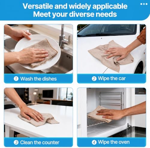 QYL Microfiber Cleaning Cloth, 12 Pack Cleaning Rags, Cleaning Towels - Image 6