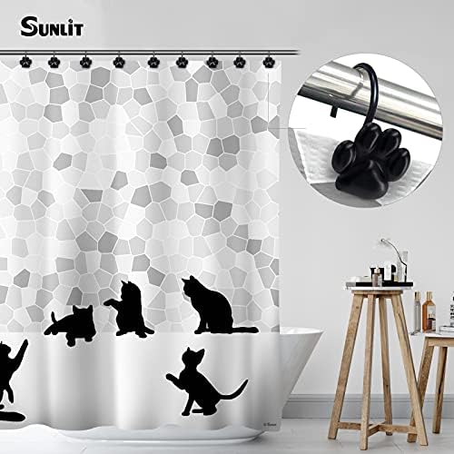 Sunlit Fashion Design Cute Paw Print Polished Shower Curtain Hooks - Image 5