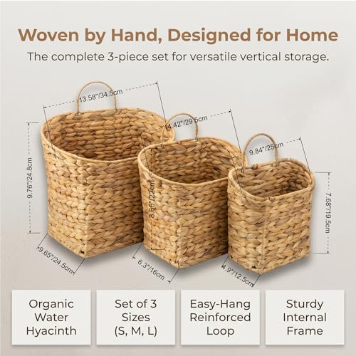Wicker Hanging Basket, Farmhouse Rustic Storage Baskets - Image 4