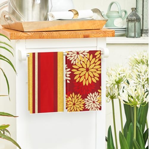 Artoid Mode Red Yellow Stripes Home Sweet Home Boho Spring Kitchen Towels Dish - Image 4
