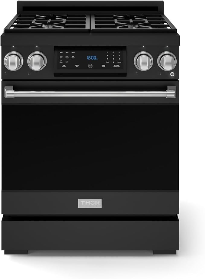 Gordon Ramsay by THOR Kitchen 30 Inch Professional Liquid Propane Range with Tilt Panel Touch Control in Black/Stainless Steel
