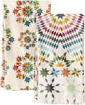 Miss Adola 2 Pack 150GSM Flour Sack Kitchen Towels, Starburst Design by MissAdola